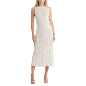 NWT Helmut Lang Crush Sleeveless Knit MIDI Dress in ivory Size XS